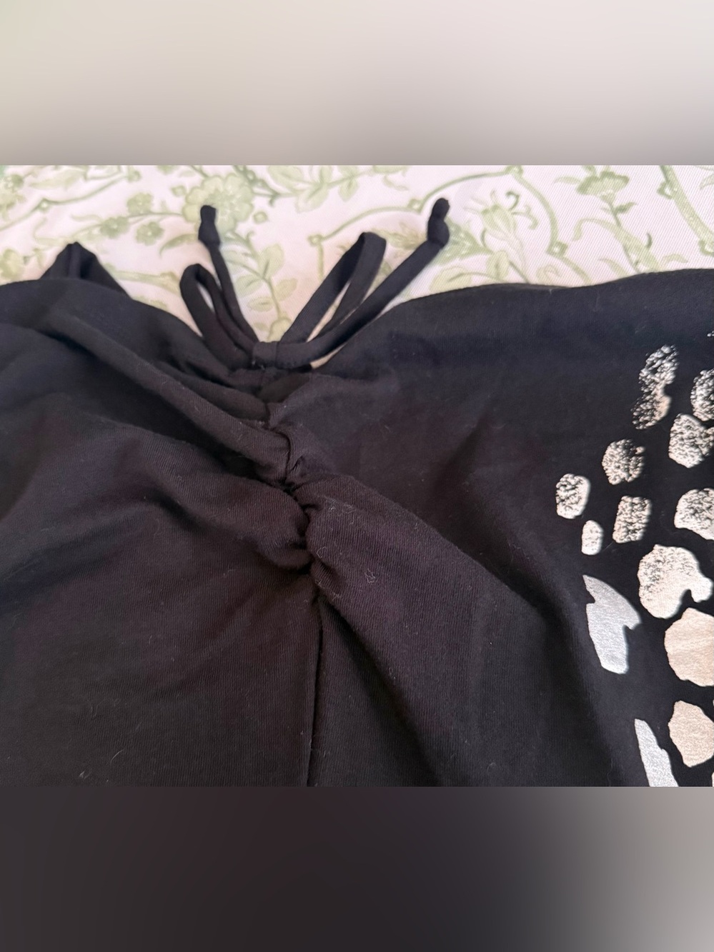 Allison Daley Black 3/4 Sleeve Top with Silver Spot Design - Picture 5 of 12